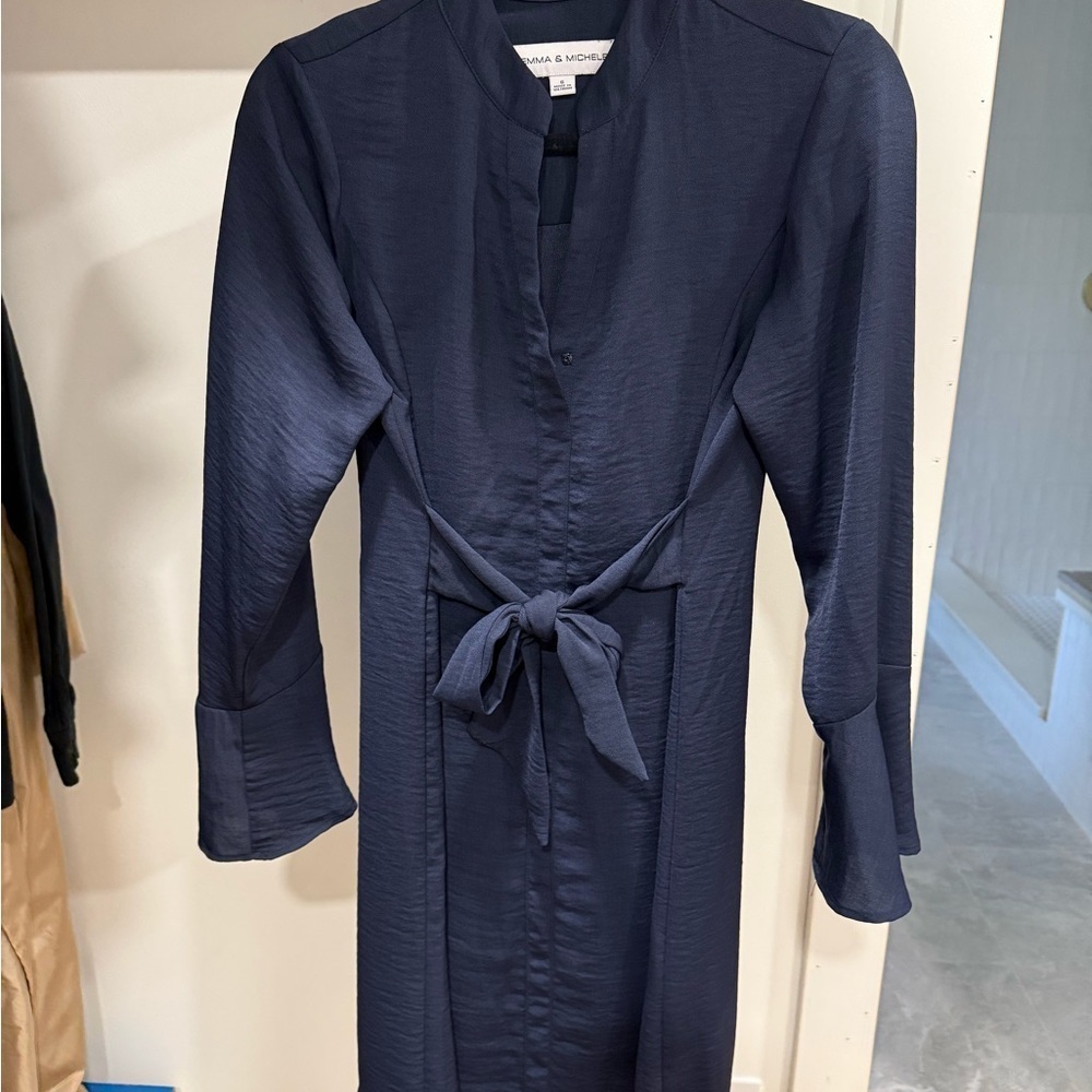 Emma & Michele Midnight Blue Dress with Tie Detail